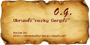 Obrusánszky Gergő névjegykártya
